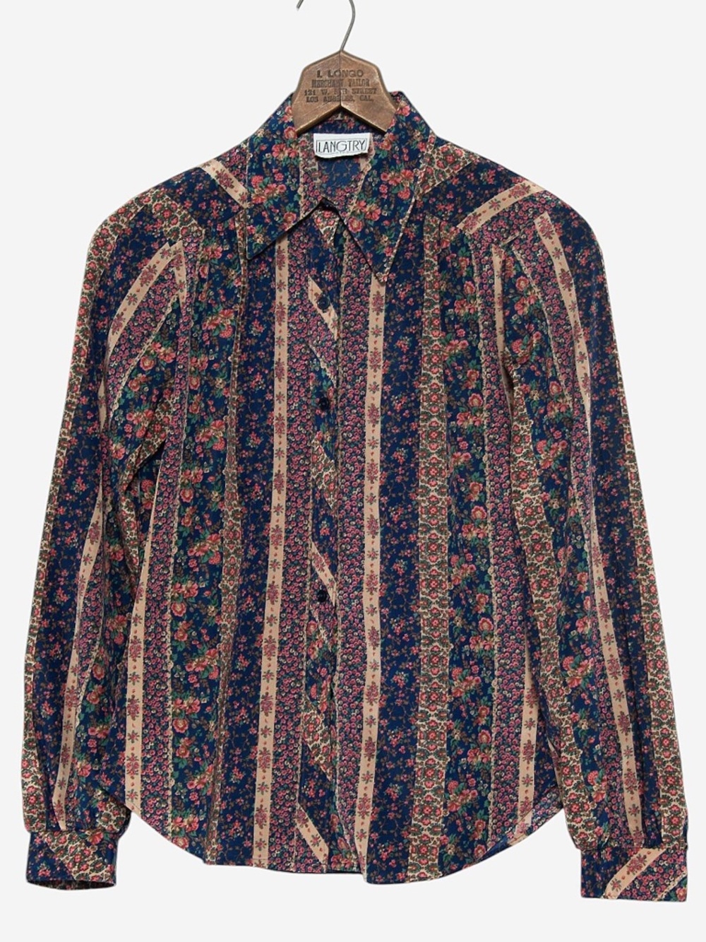 vintage 90s floral striped cottage core country button down blouse
